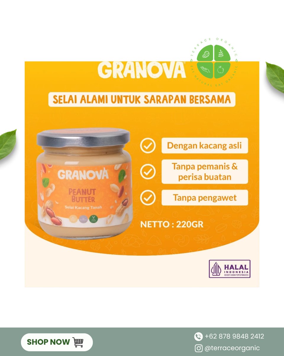 Unsweetened Peanut Butter | Selai Kacang tanpa pemanis & perisa buatan