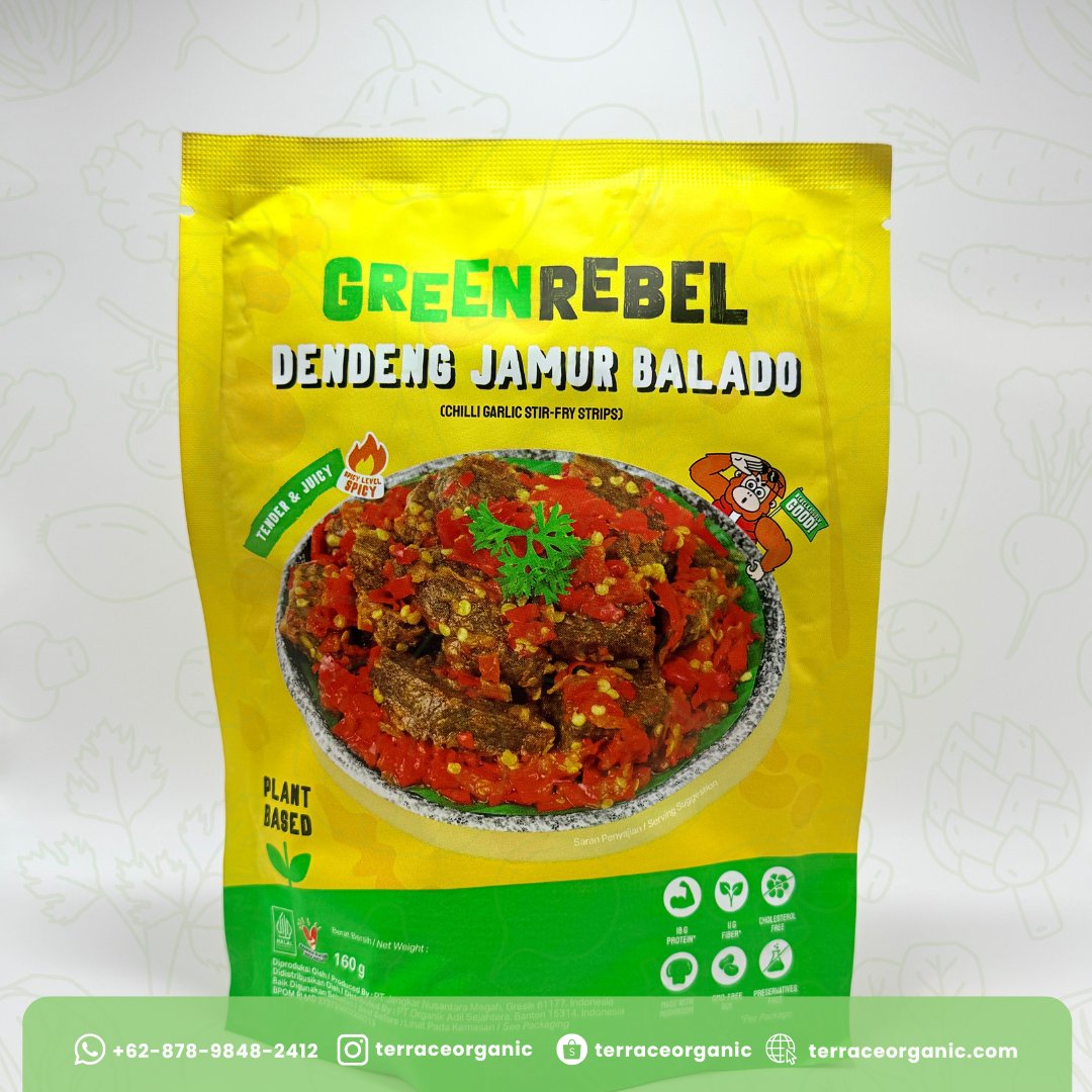 Green Rebel Dendeng Balado / Chilli Garlic Stir-Fry Strips Ready to Eat (Plant based food)