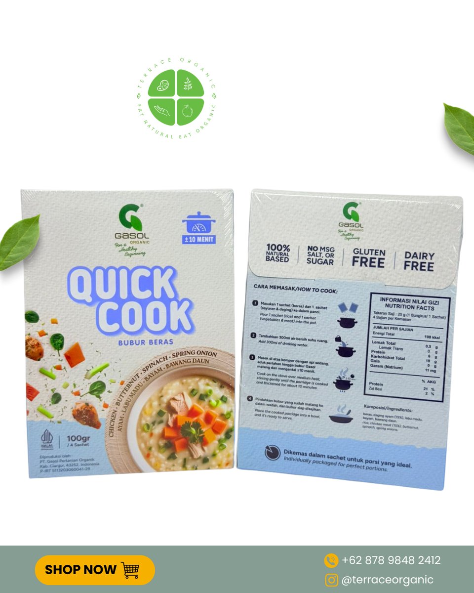 Quick Cook CHICKEN PUMPKIN Bubur Beras Organik Makanan Bayi MPASI 100gr