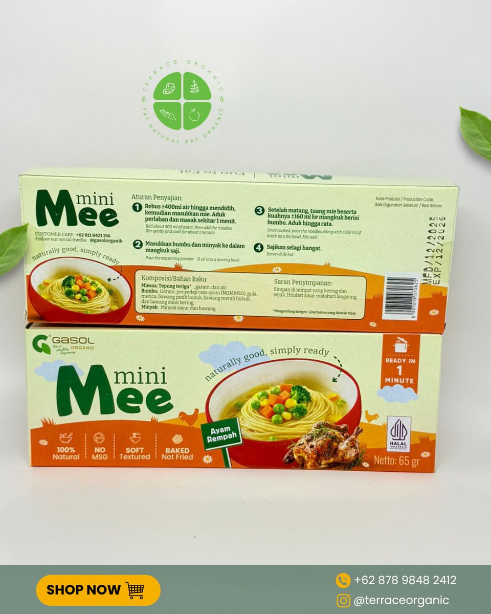 MiniMee Mie Instan Sehat Anak Alami Tanpa MSG Rasa Ayam Rempah 65gr